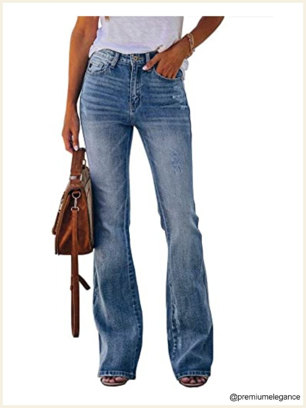 Women's High Waisted Flare Jeans Super Stretch Boyfriend Bootcut Denim Pants
